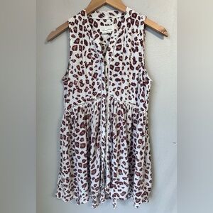 Anthropologie Nia Button Down Leopard Print Tunic Dress Women Size XXS